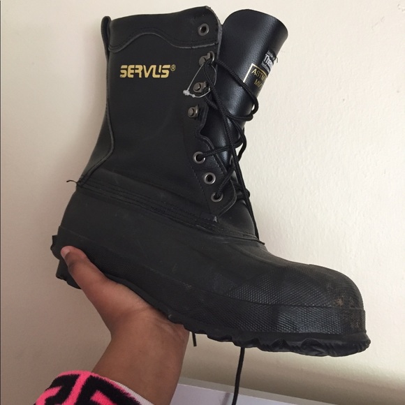Black construction boots